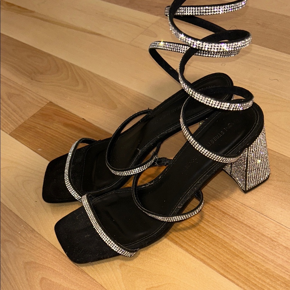 Streetwear Society Black Heels with Silver Accents